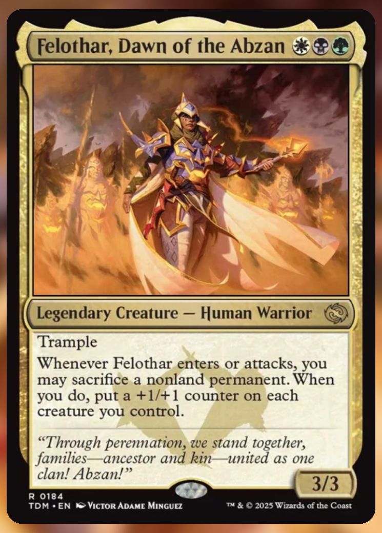 Magic The Gathering Felothar, Dawn of the Abzan Card.
