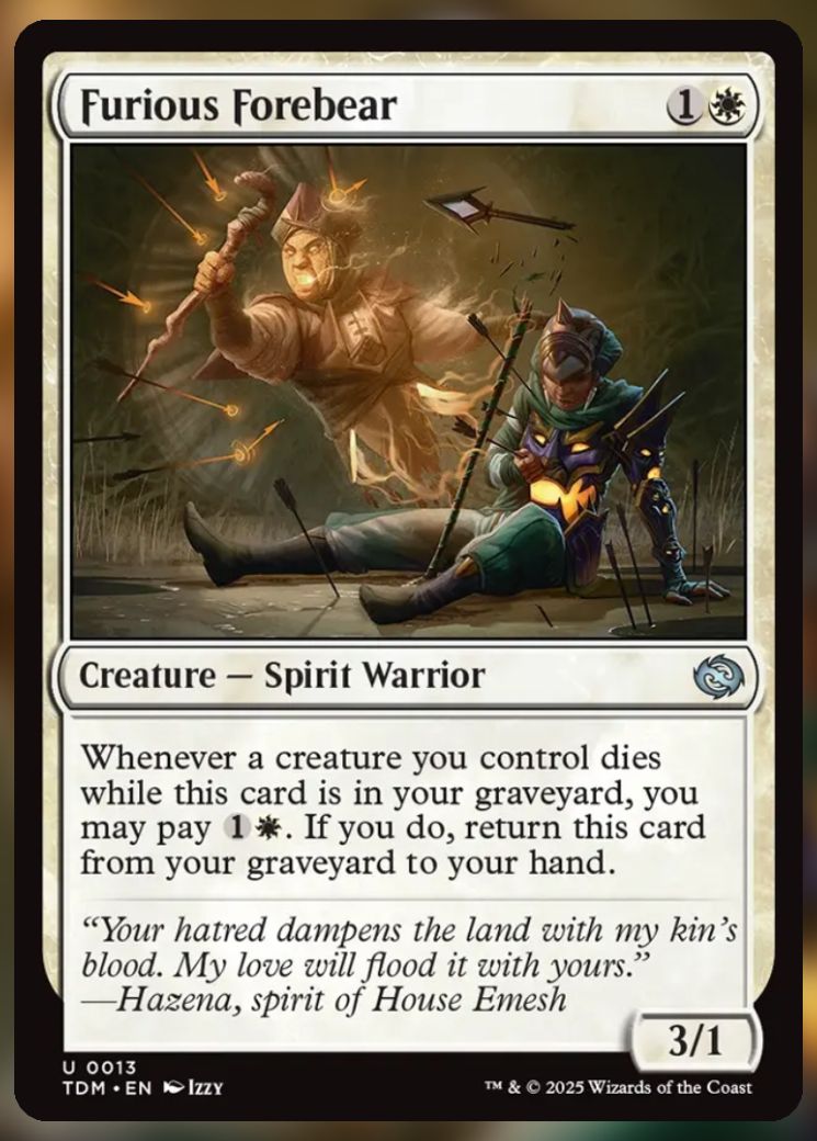 Magic The Gathering Furious Forebear Card.