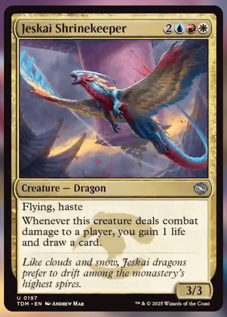 Magic The Gathering Jeskai Shrinekeeper Card.
