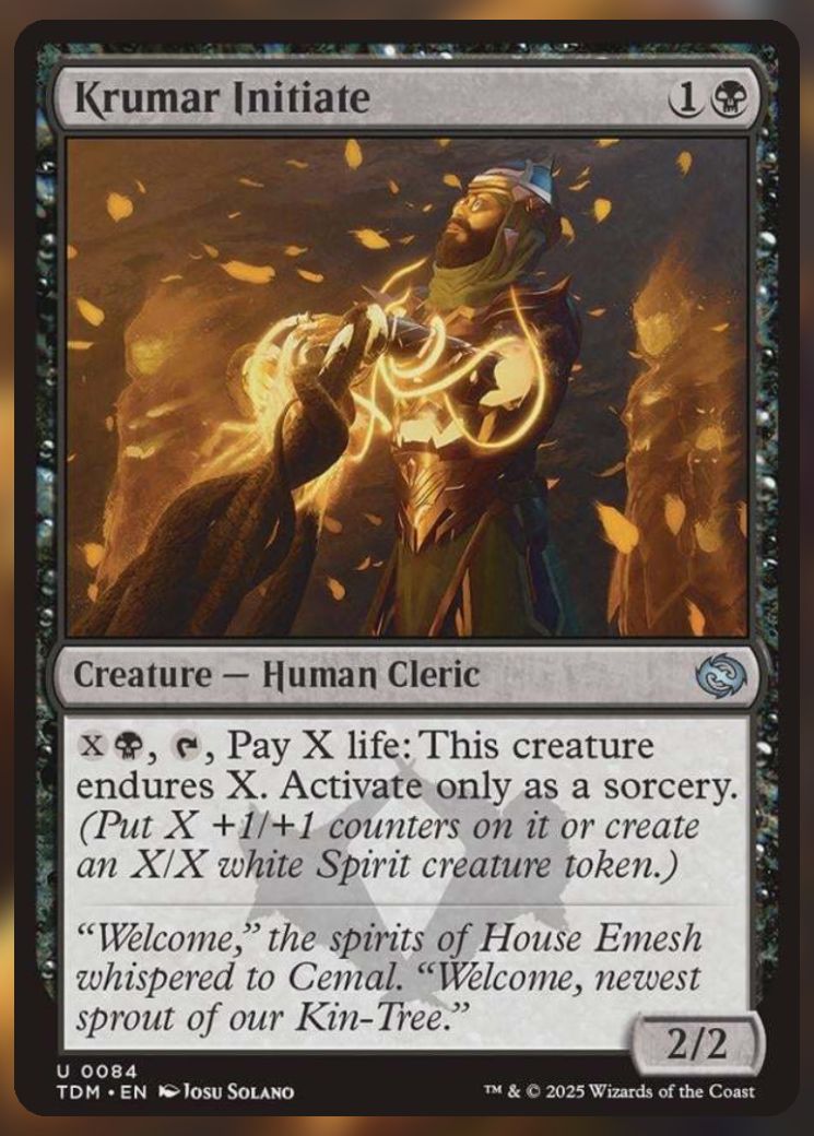 Magic The Gathering Krumar Initiate Card.