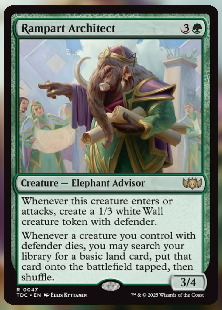 Magic The Gathering Rampart Architect Card.