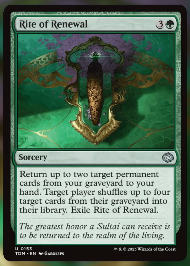 Magic The Gathering Rite of Renewal Card.