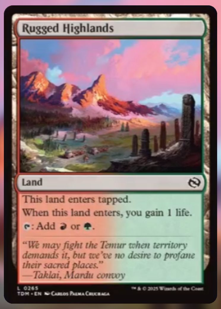 Magic The Gathering Rugged Highlands Card.