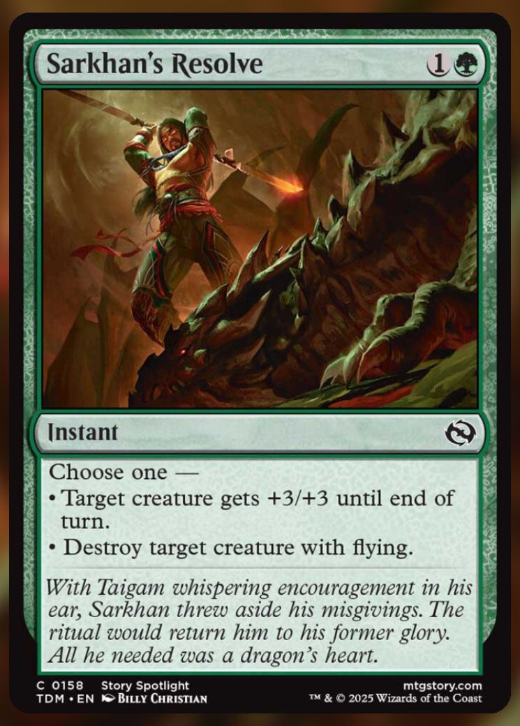 Magic The Gathering Sarkhan&rsquo;s Resolve Card.