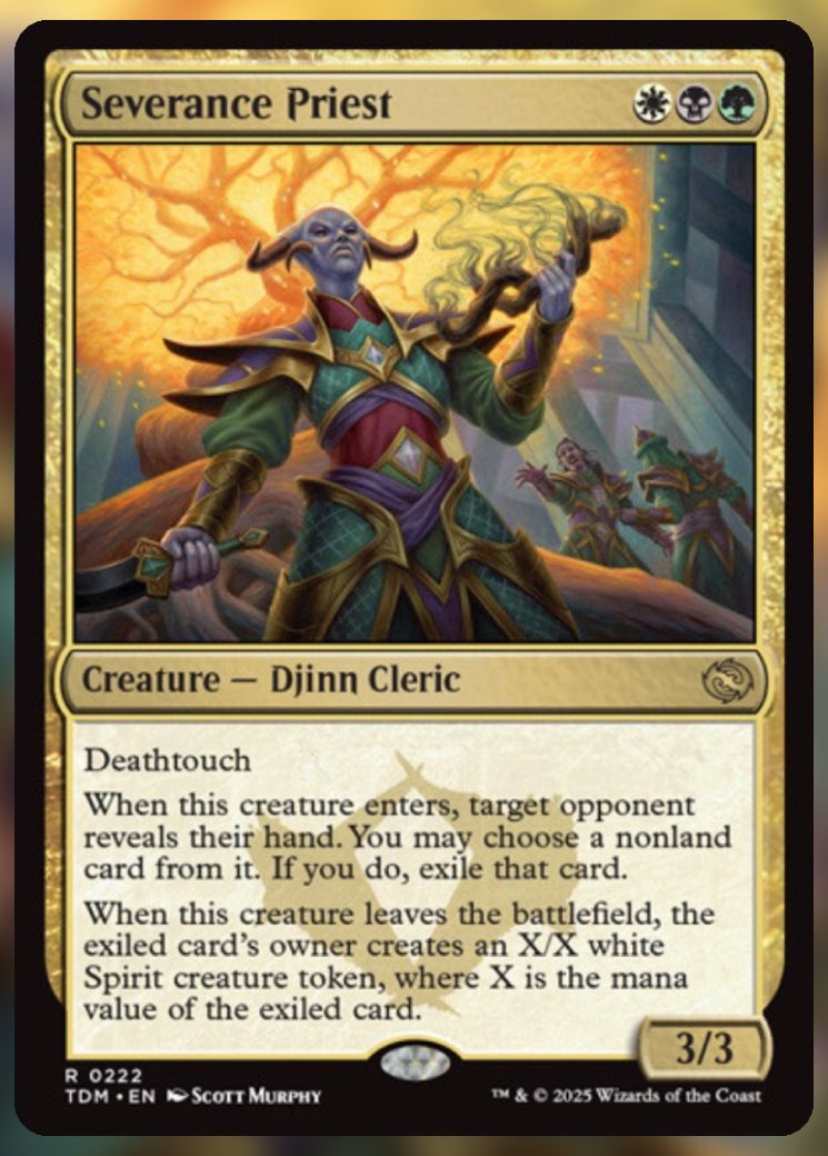 Magic The Gathering Severance Priest Card.