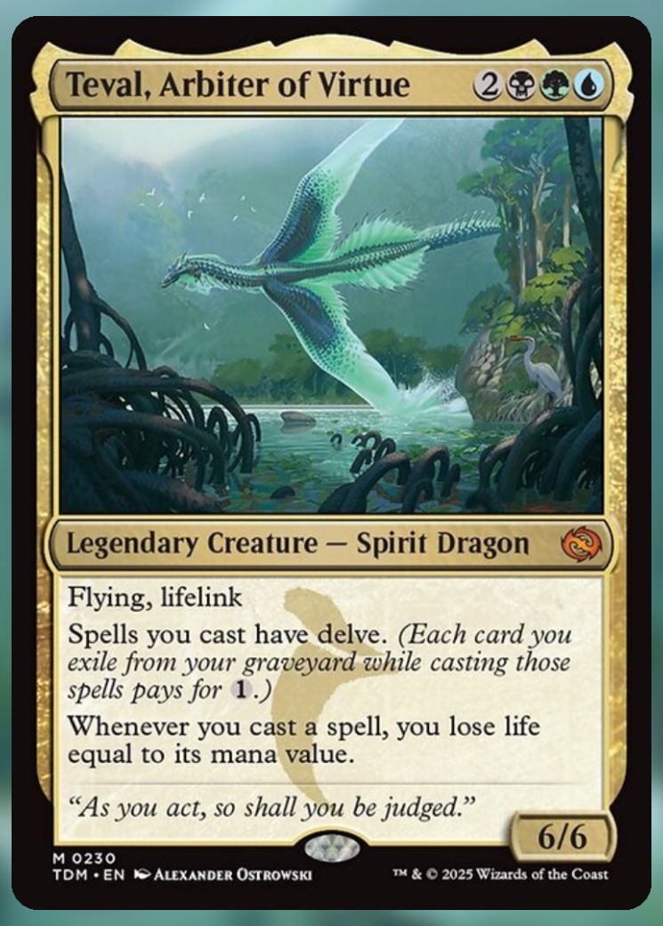 Magic The Gathering Teval, Arbiter of Virtue Card.