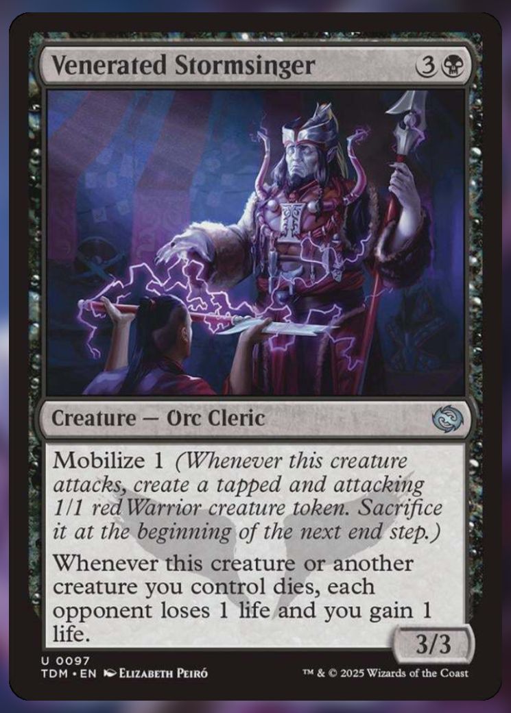 Magic The Gathering Venerated Stormsinger Card.