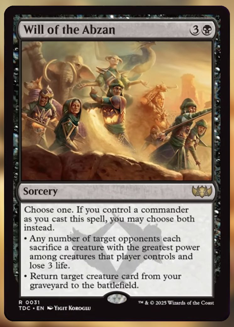 Magic The Gathering Will of the Abzan Card.