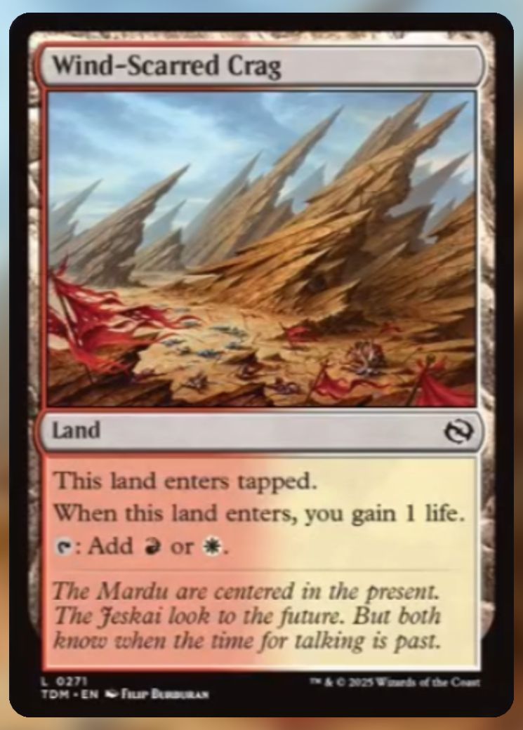 Magic The Gathering Wind-Scarred Crag Card.