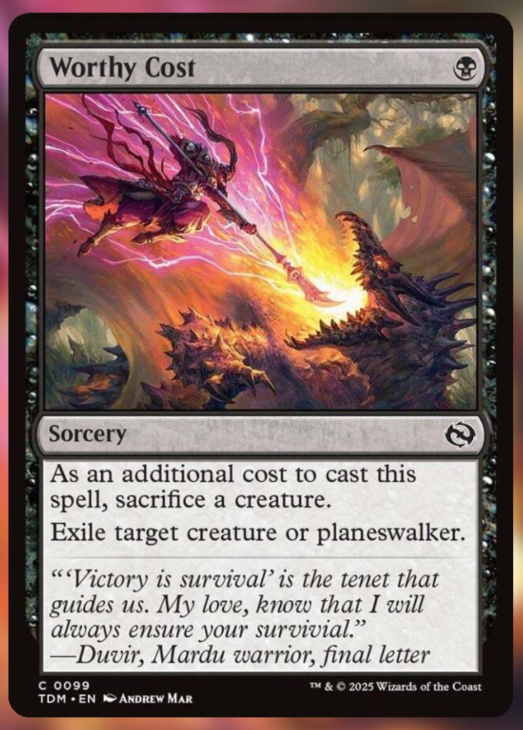 Magic The Gathering Worthy Cost Card.