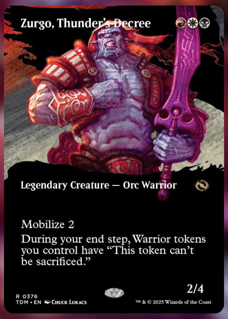 Magic The Gathering Zurgo, Thunder&rsquo;s Decree Alt Card.