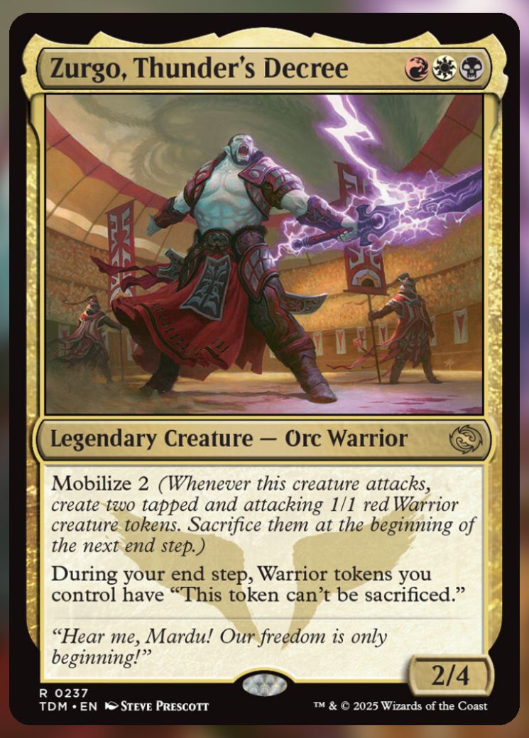 Magic The Gathering Zurgo, Thunder&rsquo;s Decree Card.
