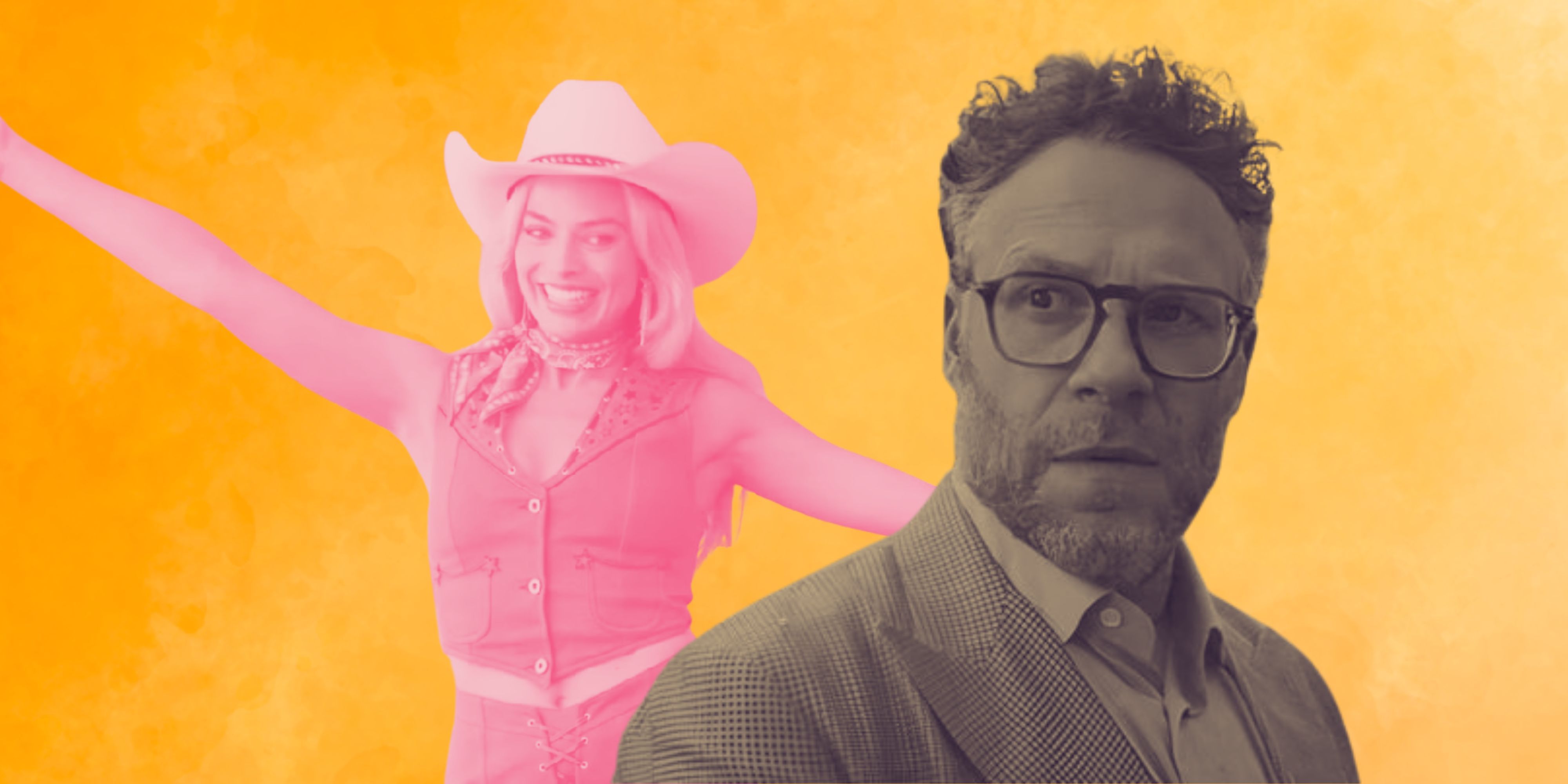 Margot Robbie in Barbie and Seth Rogen in The Studio