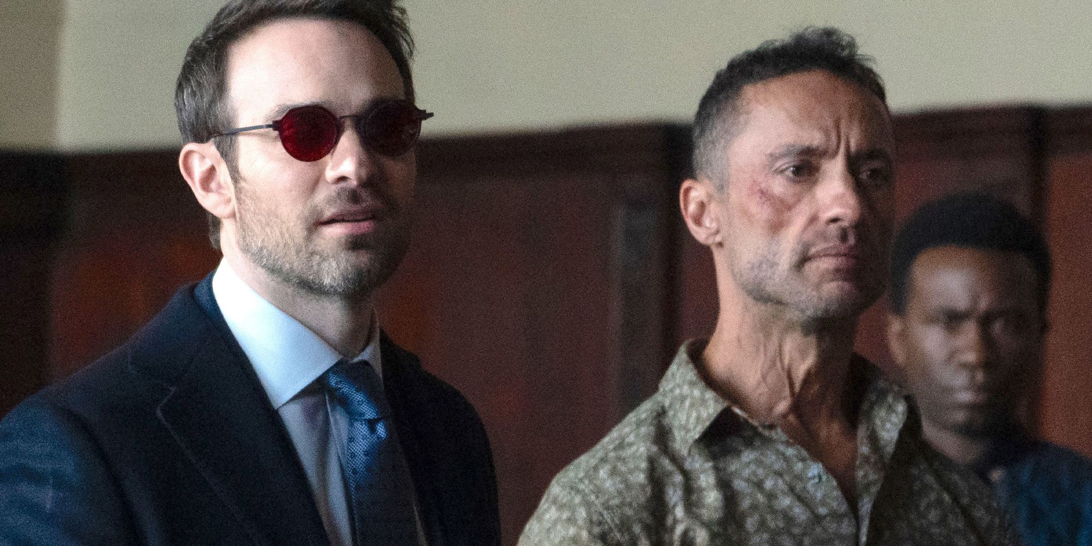 Matt Murdock and Hector Ayala in a courtroom in Daredevil Born Again episode three.