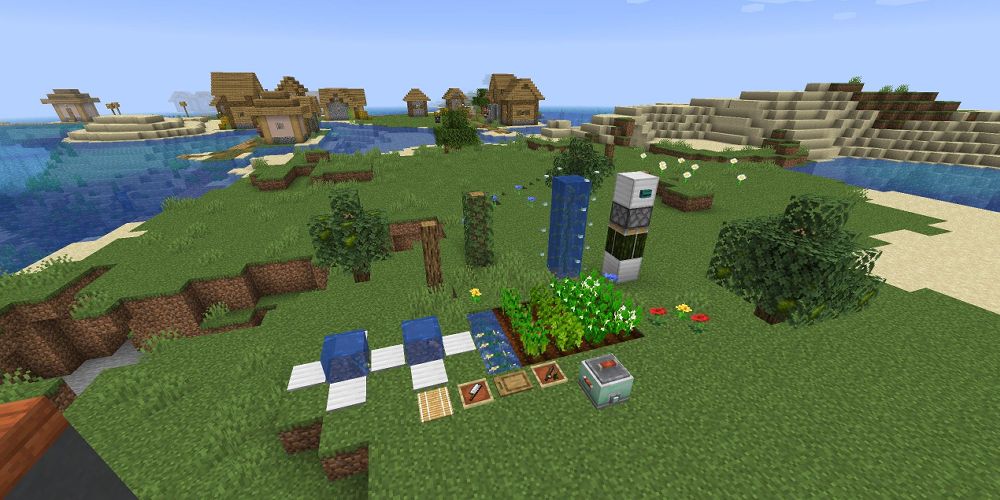 A Sushi Farming Setup in Mine Craft.
