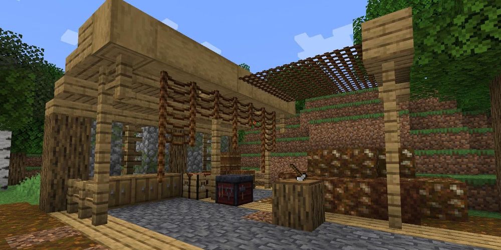 A wooden building in the mine craft.