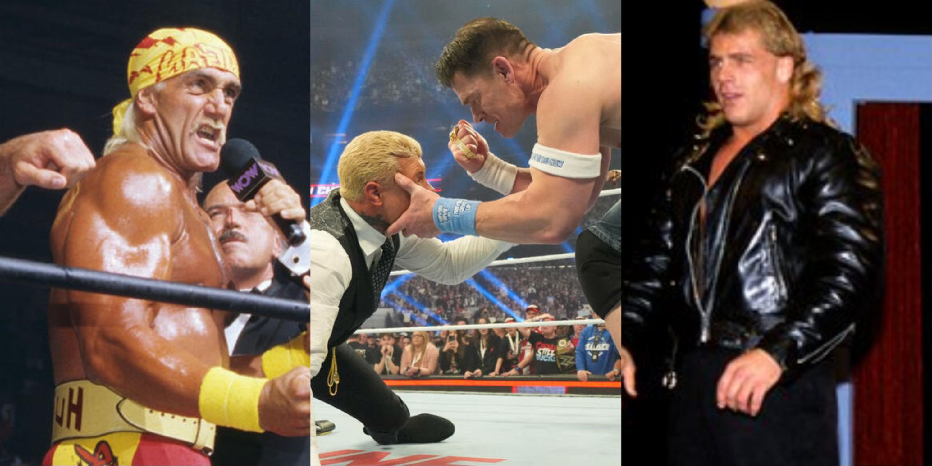 A collage of Hulk Hogan, Cody Rhodes, John Cena and Shawn Michaels.