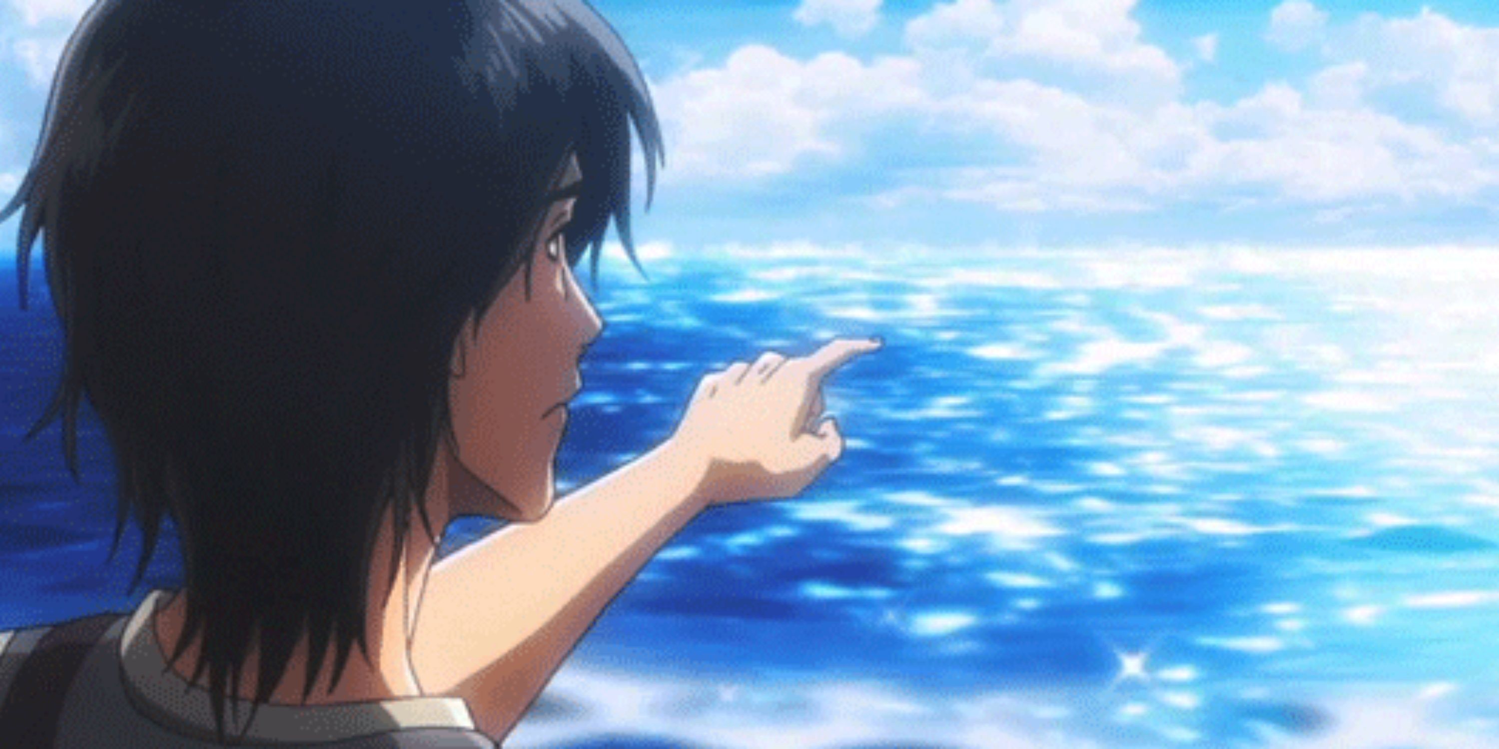 Erin along the sea shining in the Titan attack.