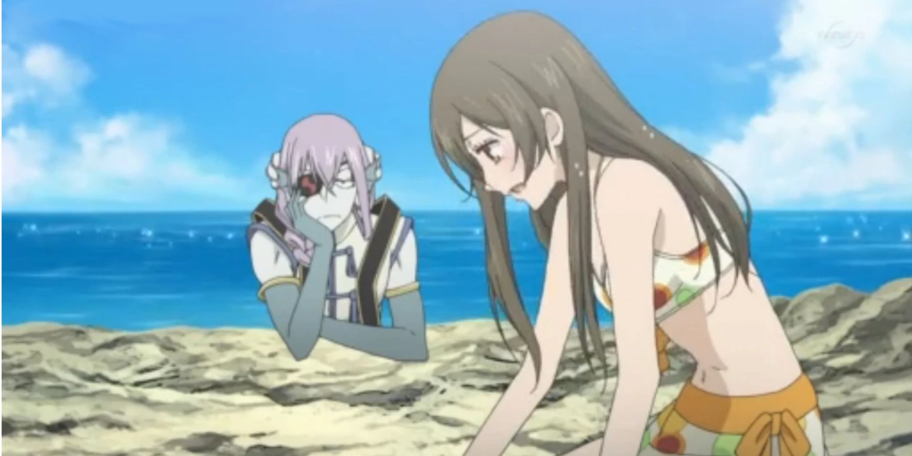 Nanami is playing in sand in Kamisama kisses.