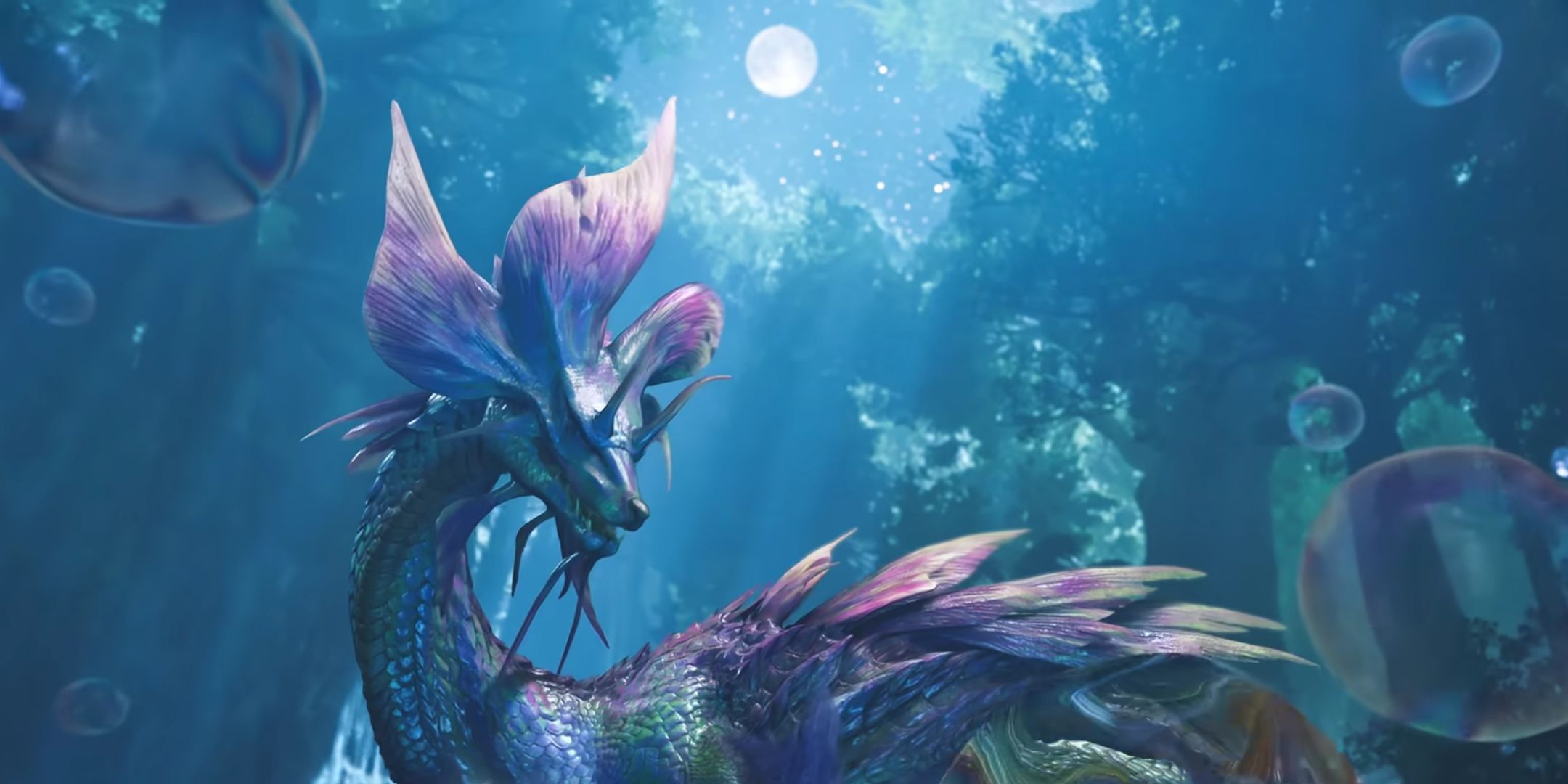 Mizutsune in the launch trailer for Monster Hunter Wilds.