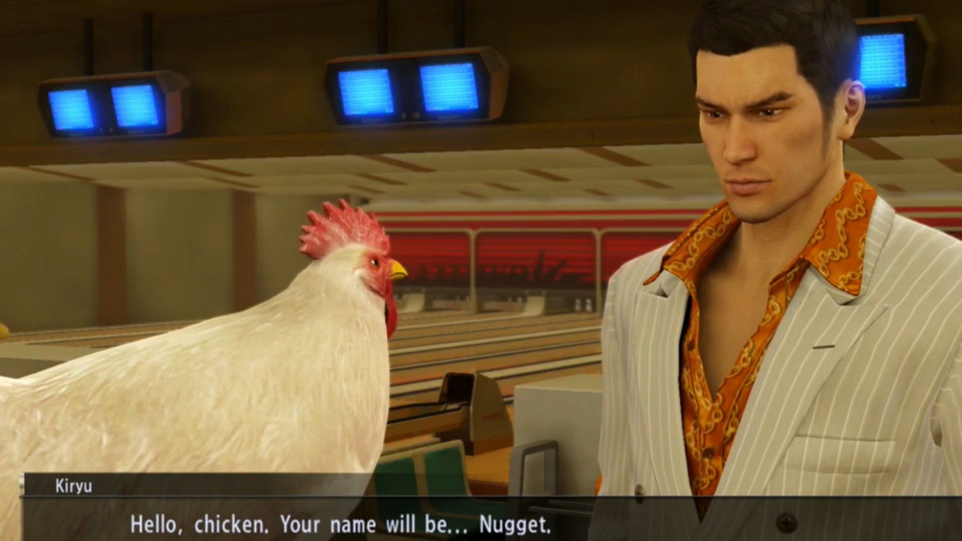 Kiryu نام مرغ را در Yakuza 0 نامگذاری می کند.