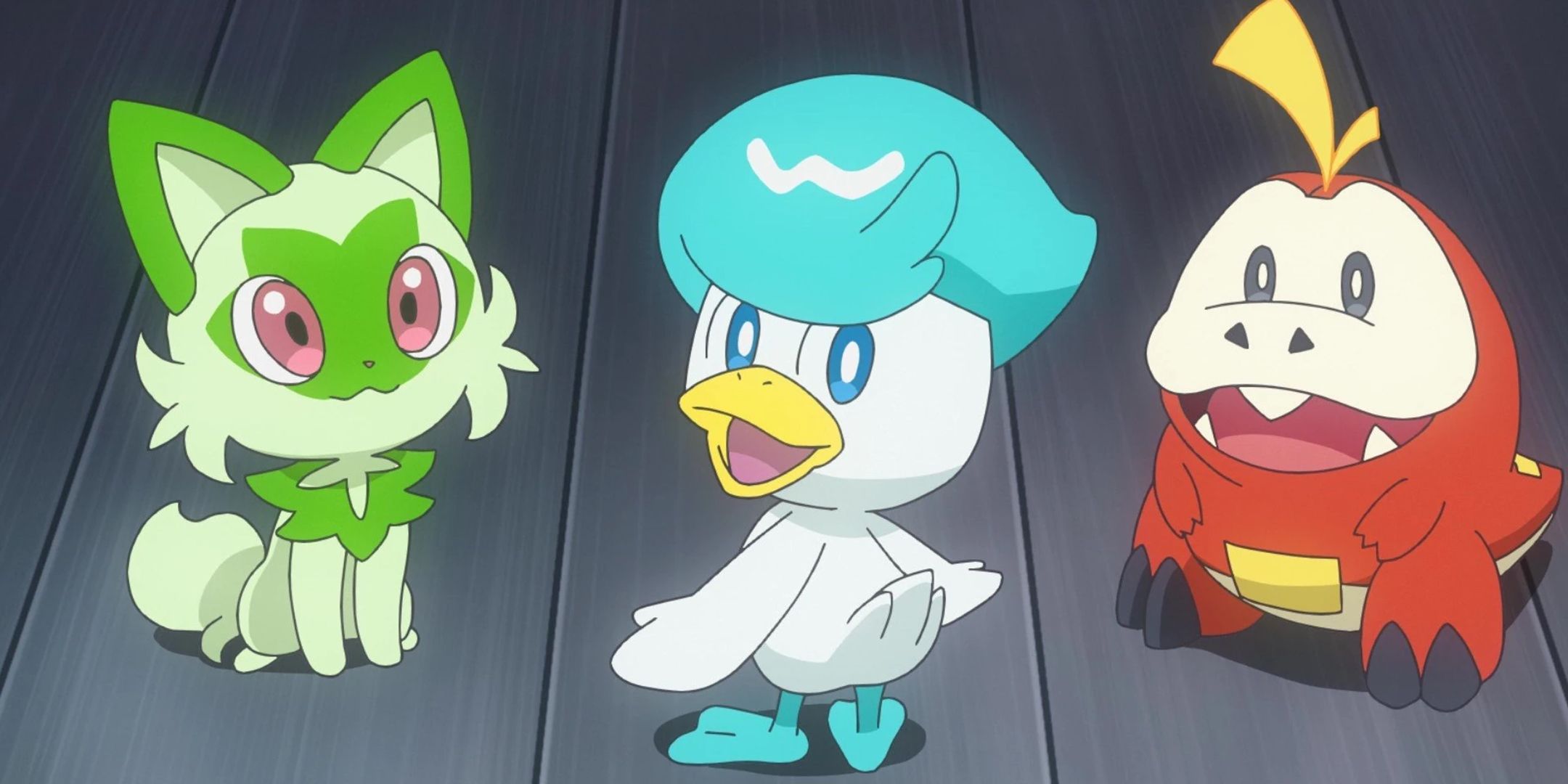 Pokémon Mobile Phones Series Palidia Region Starter Trey, Spriggate, Coxy, and Fiveko.