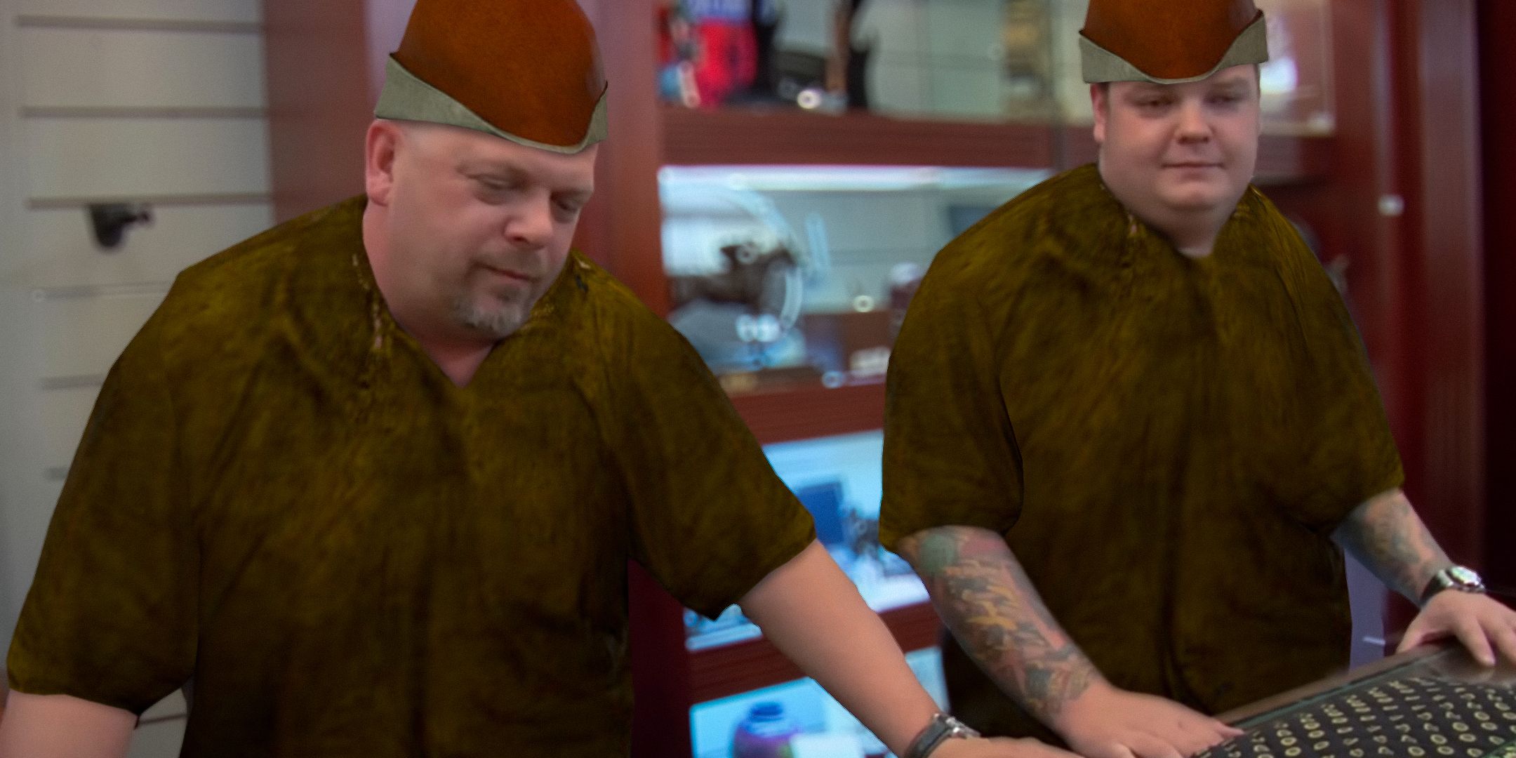 Pawn Stars crew dressed as traders from Kingdom Come: Deliverance 2.