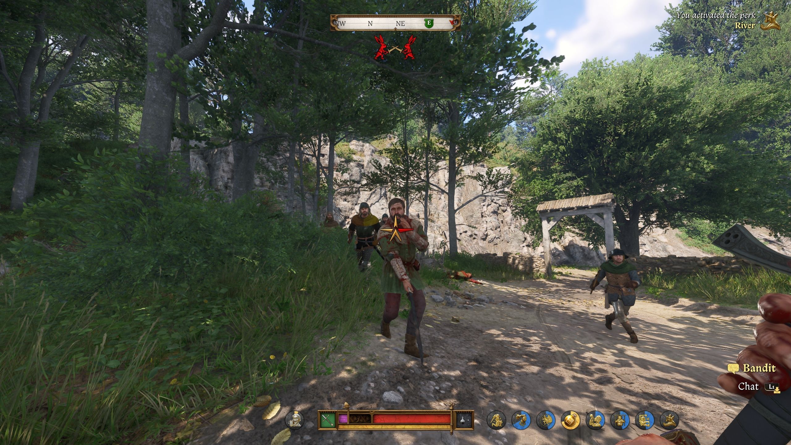 Player is fighting a bunch of bandits - kcd2