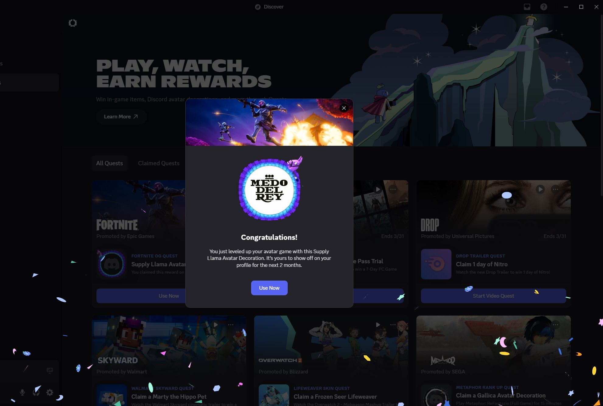بازیکن به تازگی دکوراسیون آواتار Llama را در Discord به دست آورد - Fortnite