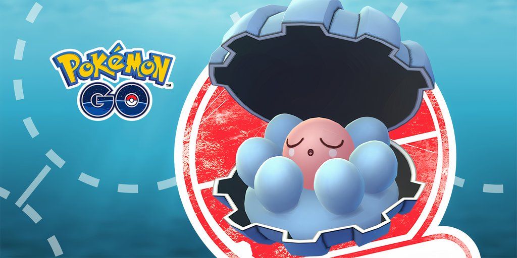 Image of Clamperl with the Pokemon Go logo on the left.
