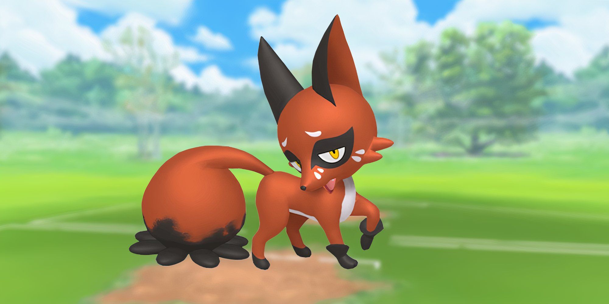 Image of Nickit with the Pokemon Go battlefield as a background.