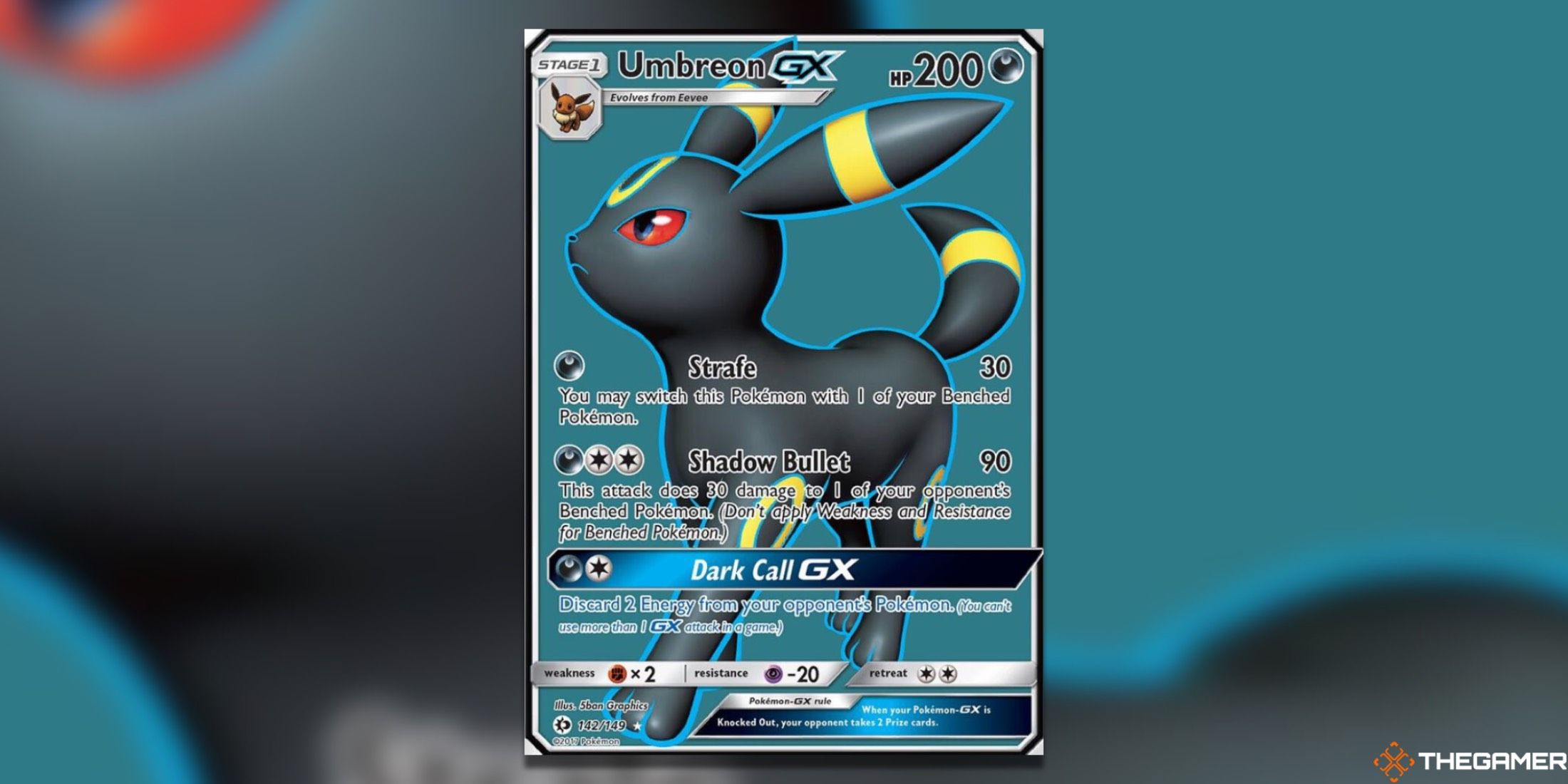 The Umbreon FA from the Sun &amp; Moon Base set in the Pokemon TCG.