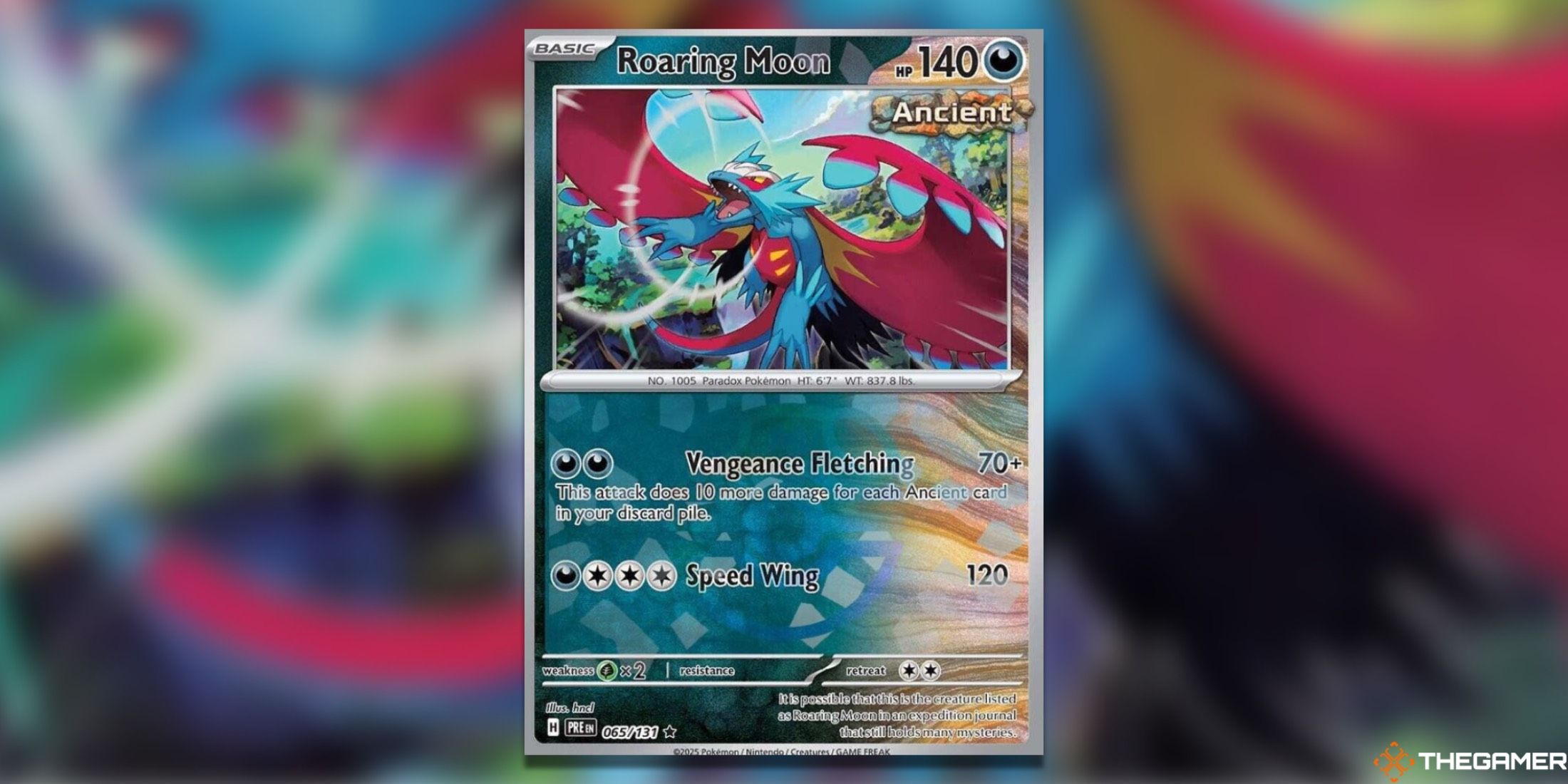 The Roaring Moon Prismatic Evolutions Master Ball Pattern in the Pokemon TCG.