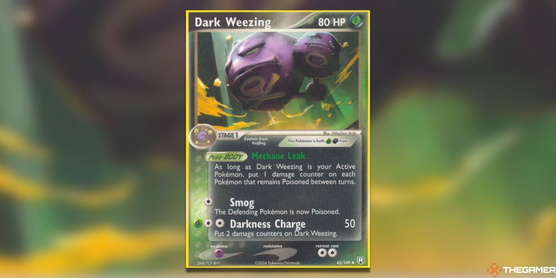 The Weezing from Team Rocket Returns in the Pokemon TCG.