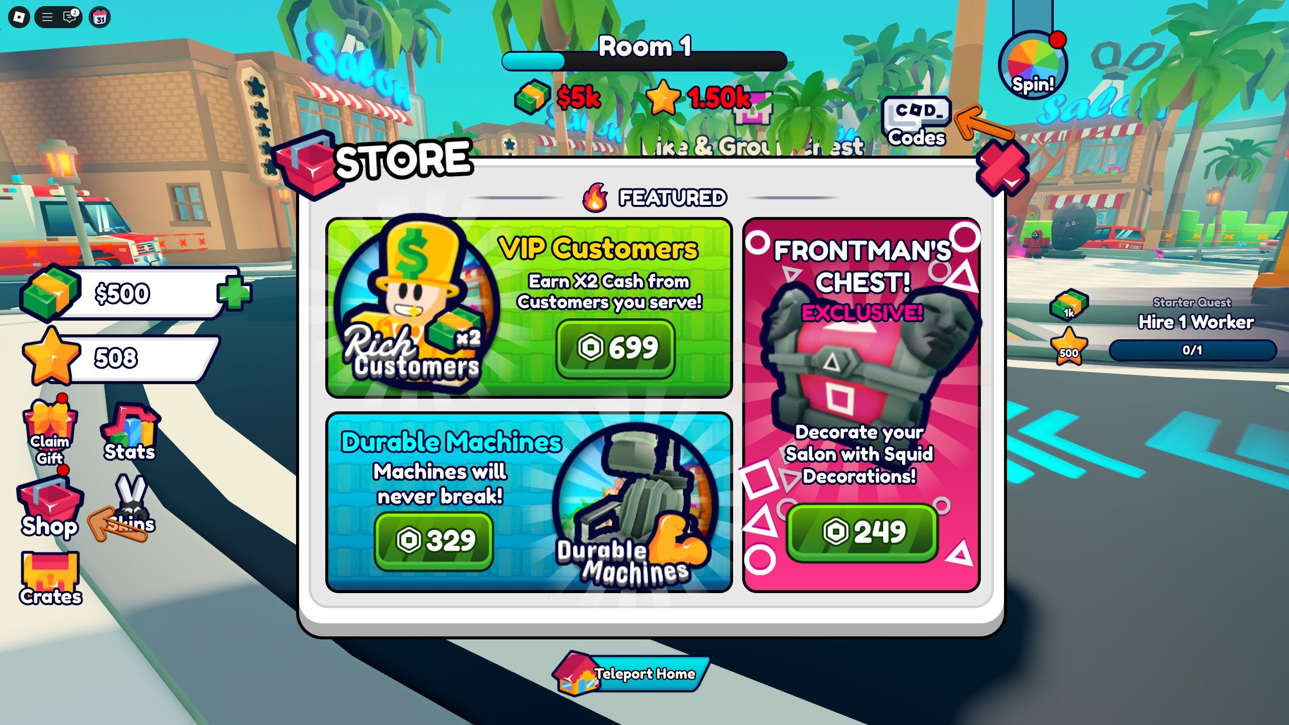 the shop in Cautious Clippers on Roblox