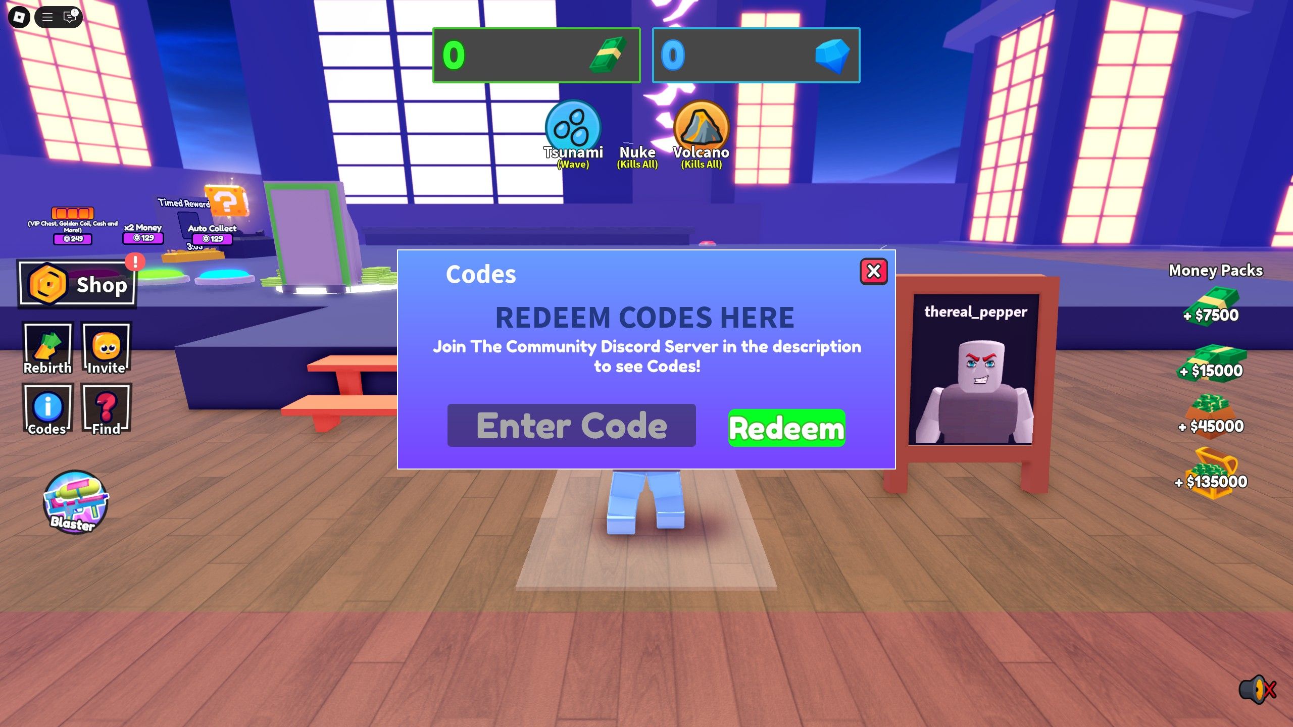 the codes box in Ramen Shop Tycoon on Roblox