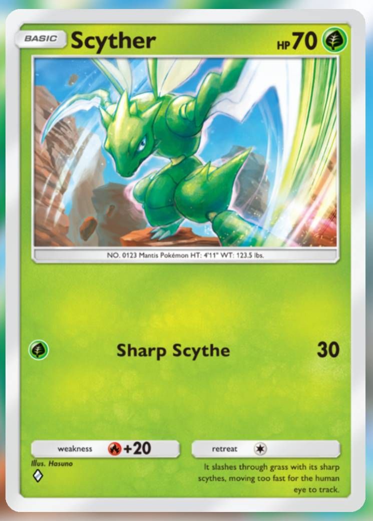 The Scyther card, from Genetic Apex.