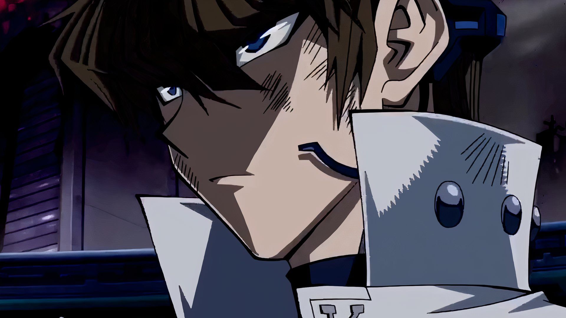 A still image of Seto Kaiba in Yu-Gi-Oh.