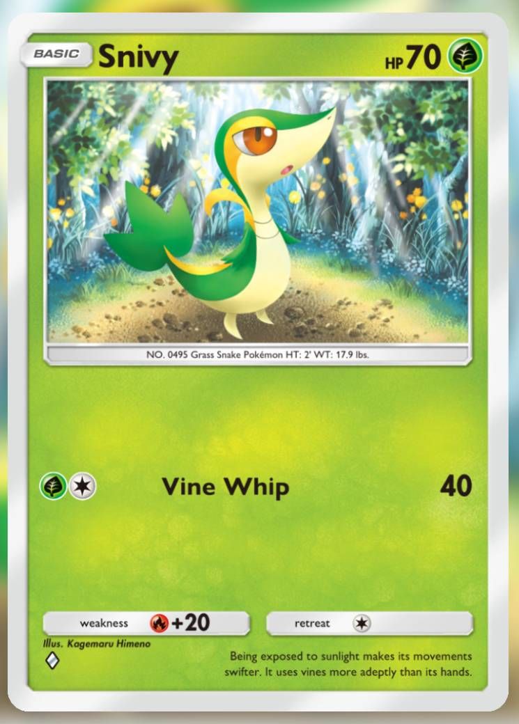 The Snivy card, from Mythical Island.