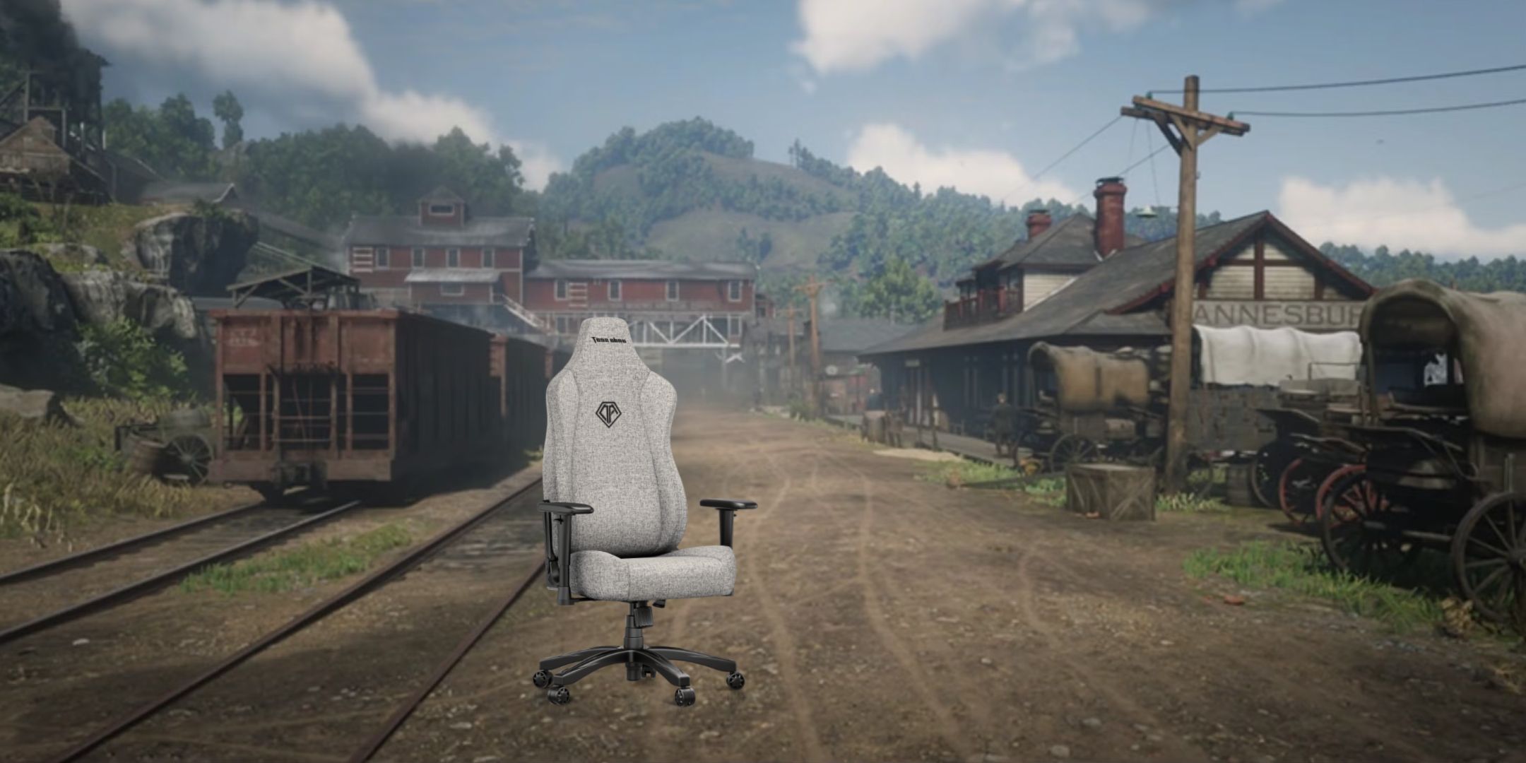 The Endaset Novice gaming chair was imposed in a scene of Red Dead Radiation 2.