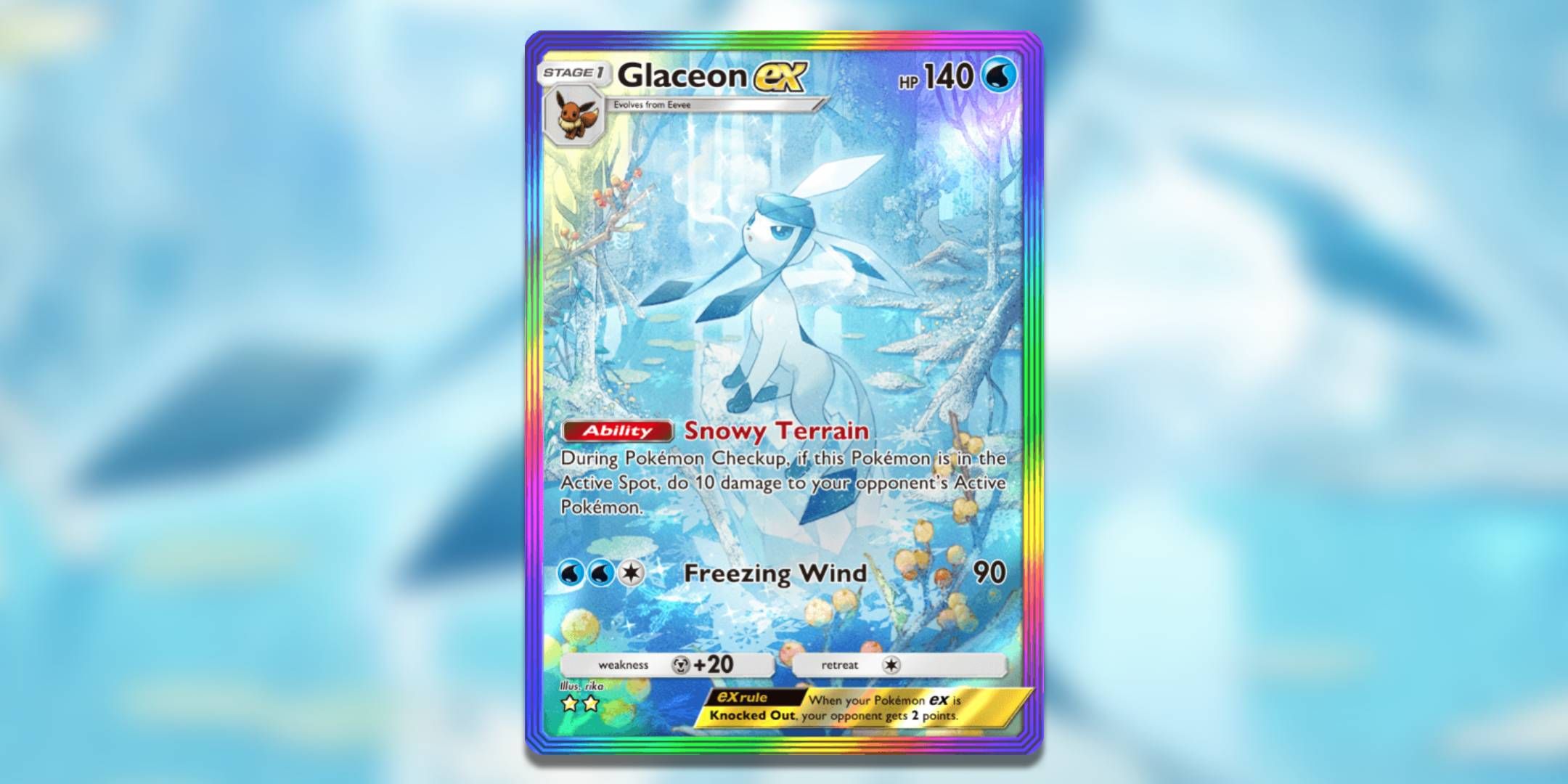 The Pokemon TCG Pocket card Glaceon ex by rika.