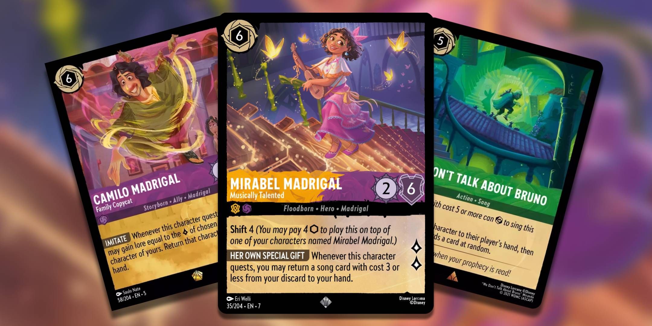 Three of the best Encanto cards from Lorcana.