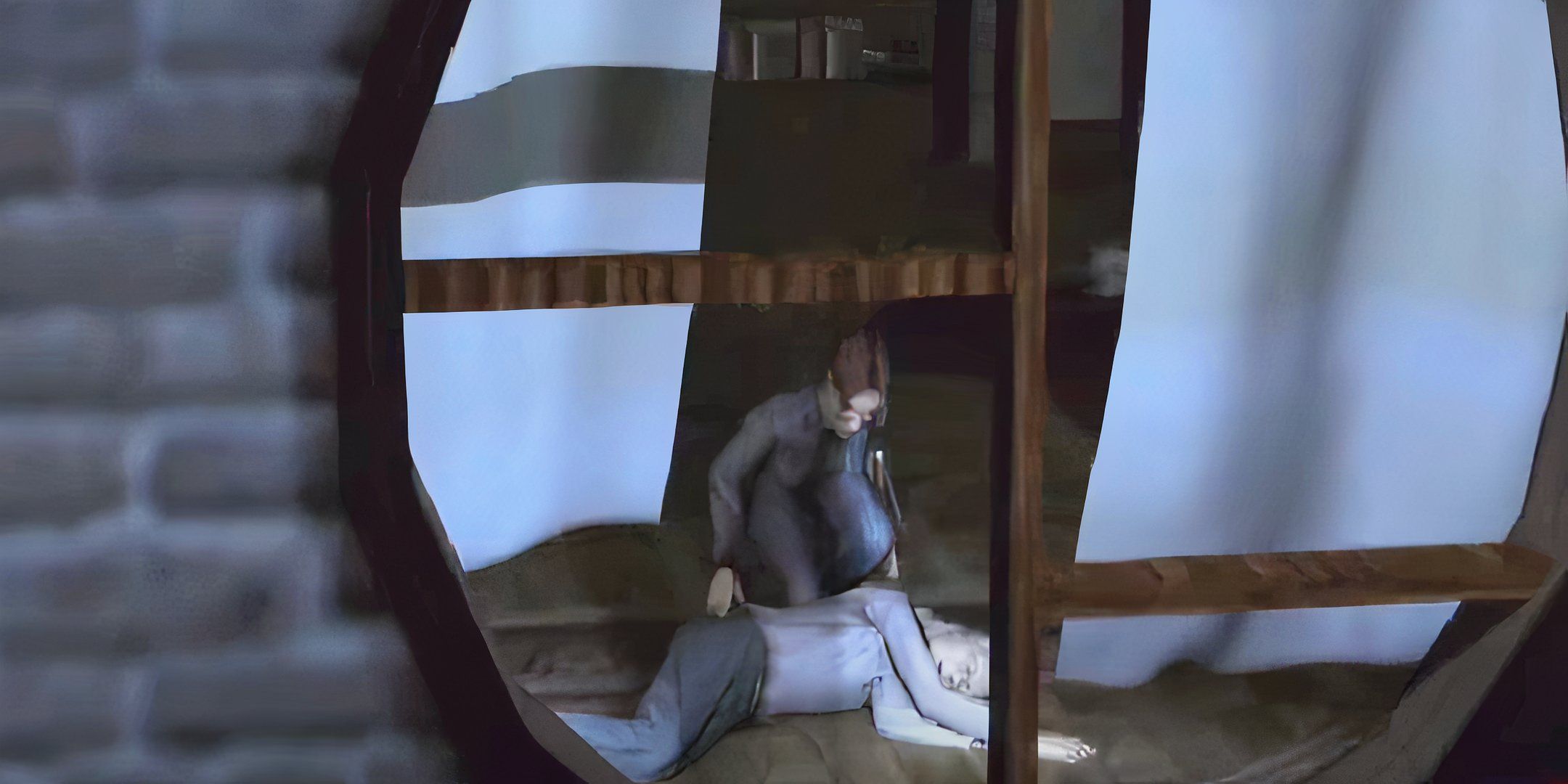 Seen through a window, Lara finds Von Croy dead on the floor.