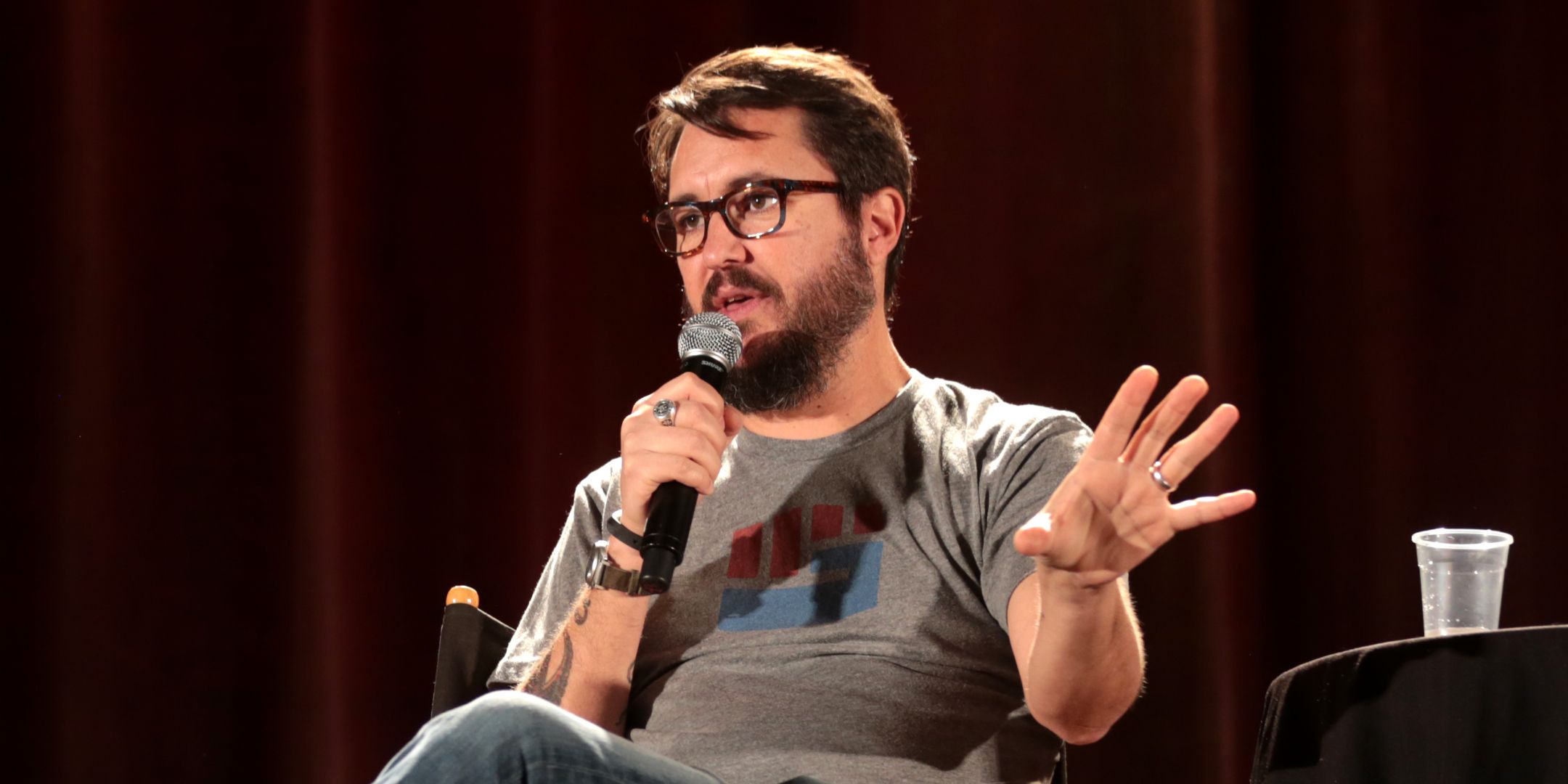 Wil Wheaton speaks at the Phoenix Comic Fest 2018 at the Phoenix Convention Center in Phoenix, Arizona.