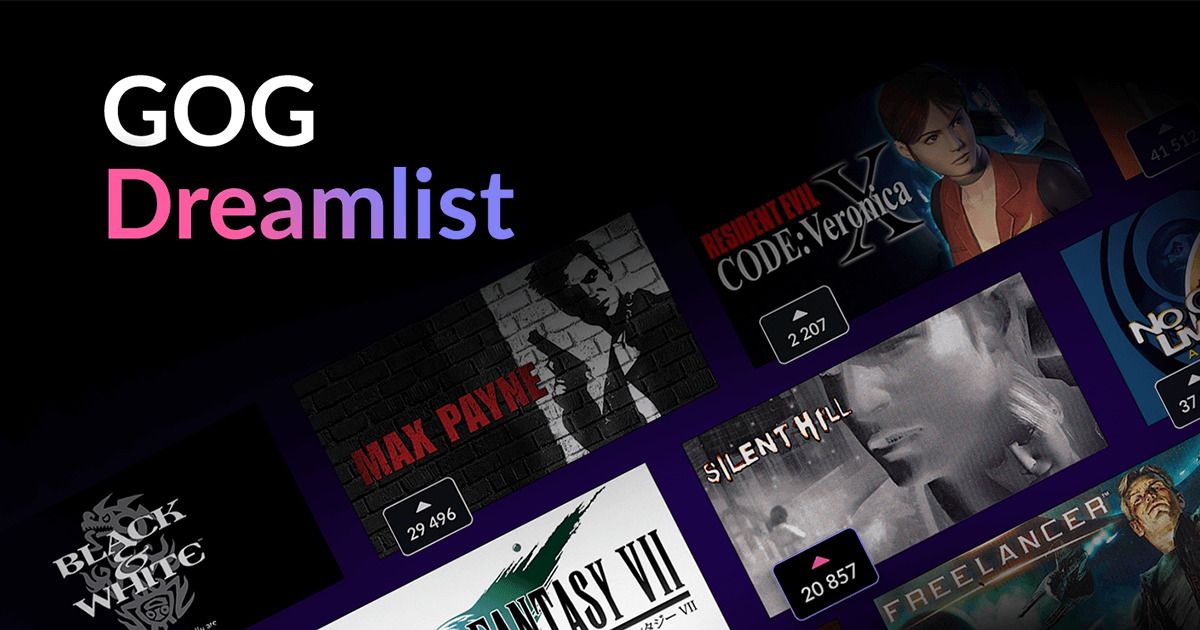 The background of GOG's Dreamlist with many games and their votes.