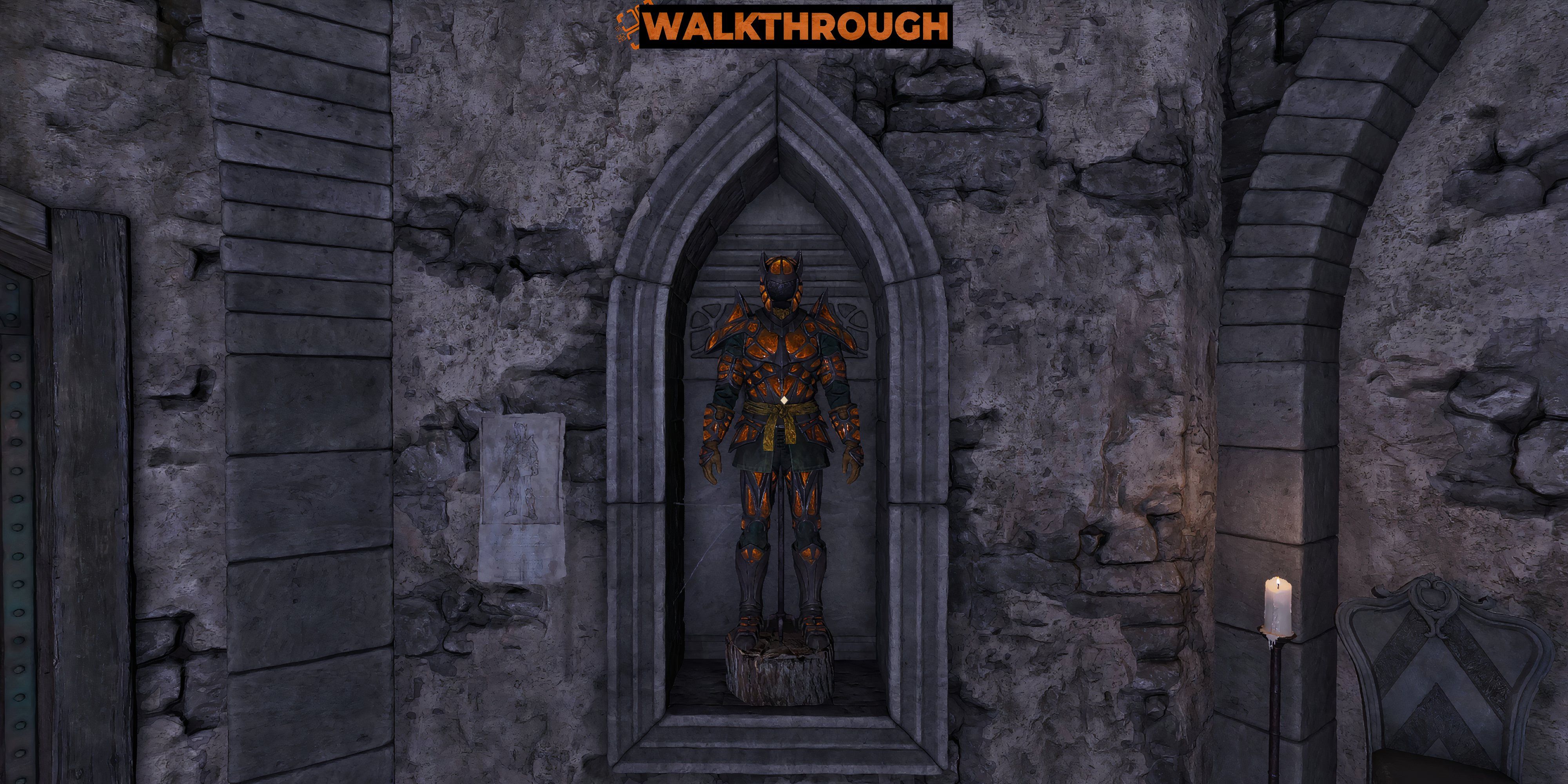 A picture of the Amber armor on display - Oblivion Remastered