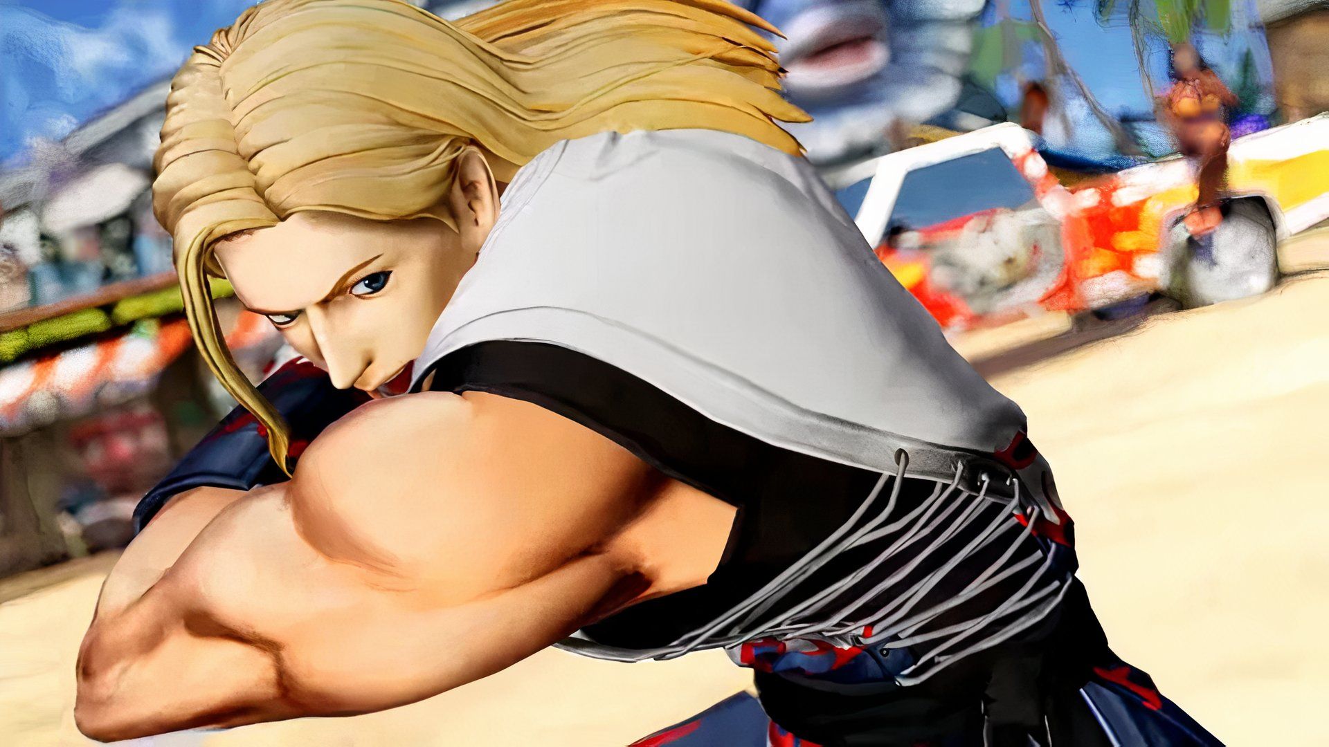Andy Bogard's signature elbow attack in The King of Fighters XV.