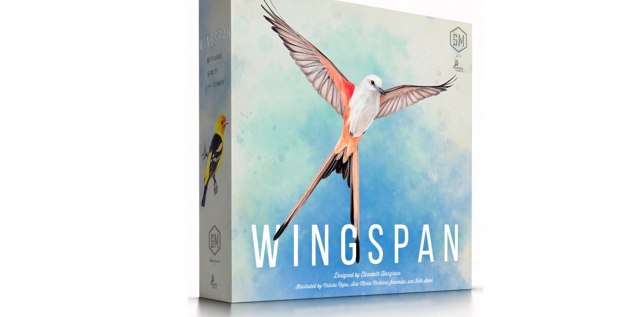 The Wingspan board game cover, featuring a bird spreading its wings.