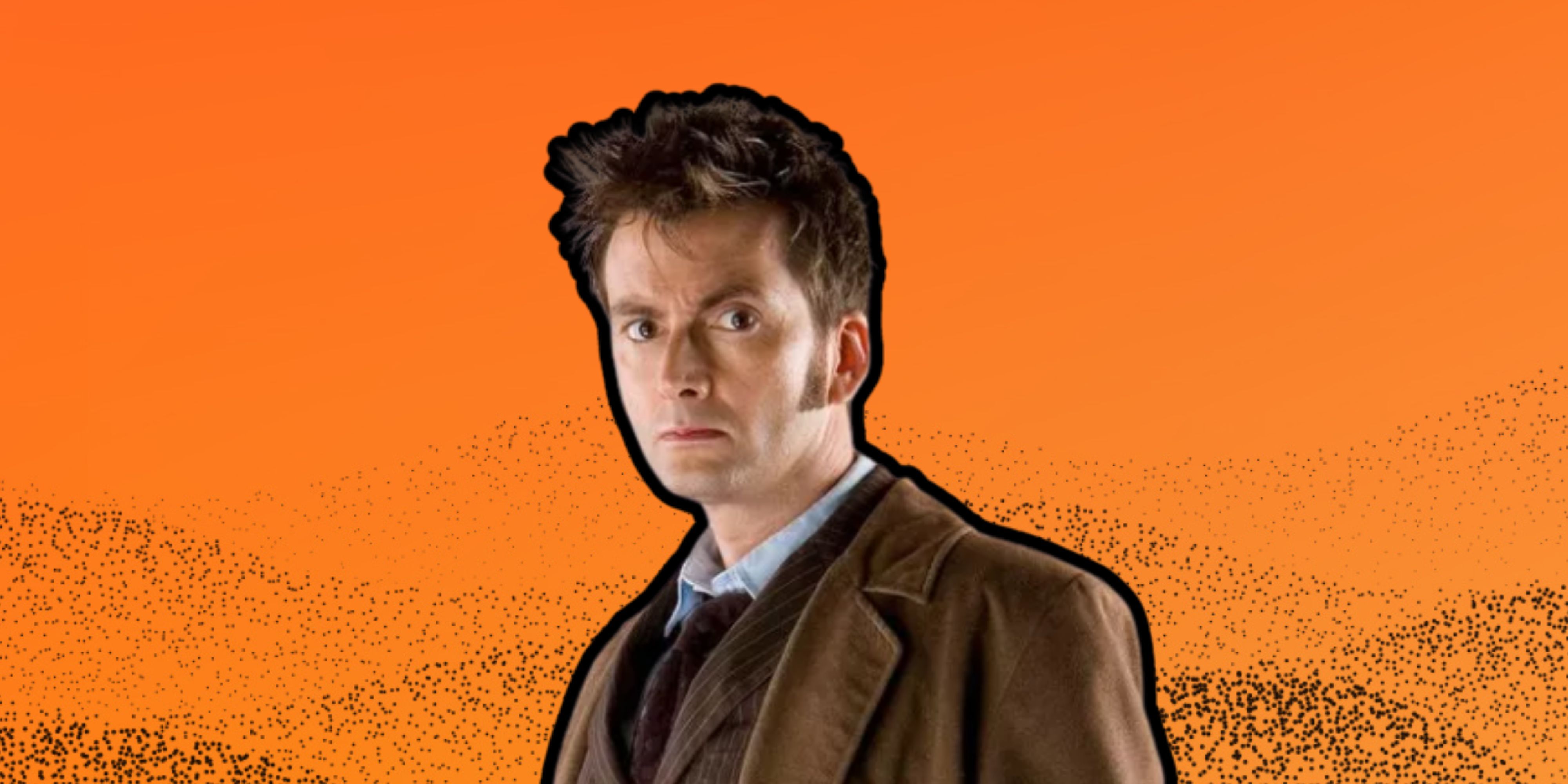 David Tennant in Doctor Who on an orange background
