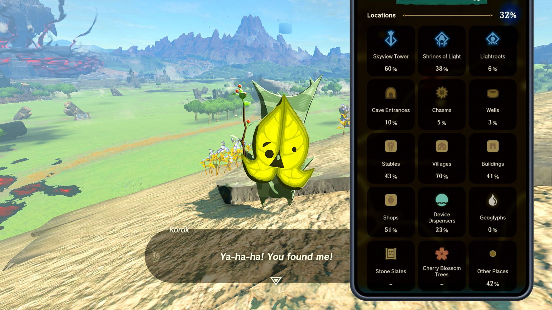Finding a Korok via Zelda Notes in Tears of the Kingdom